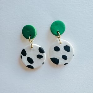 Green and dalmatian earrings